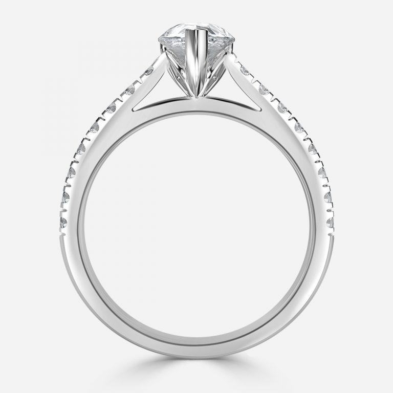 Pear Diamond Band Engagement Ring