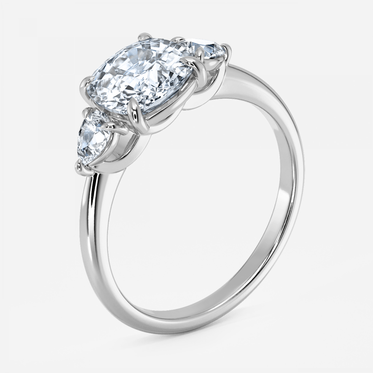Cushion Three Stone Engagement Ring