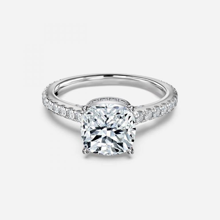 Cushion Hidden Halo Engagement Ring