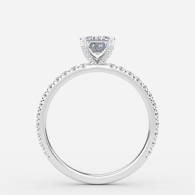 Emerald Diamond Band Engagement Ring