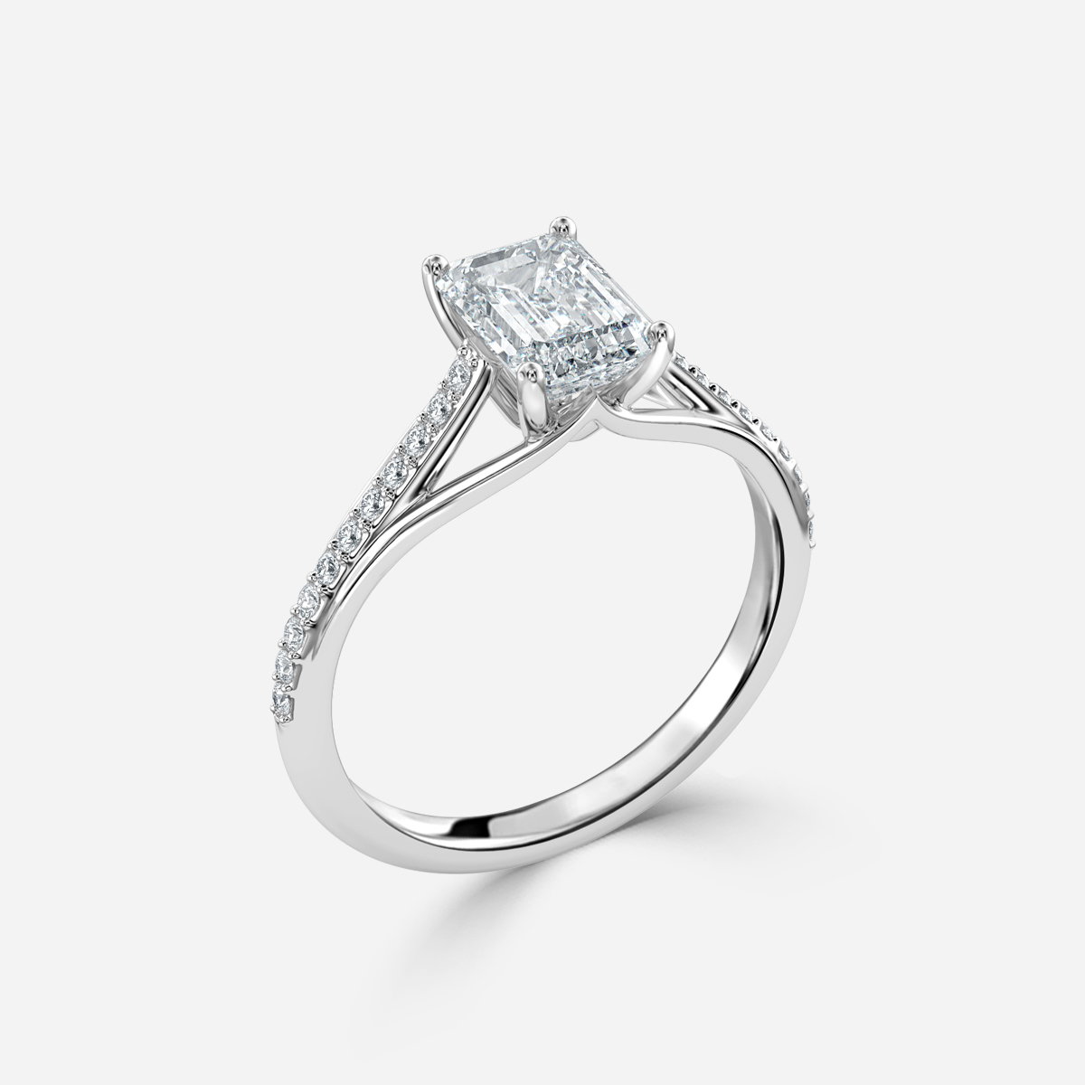 Emerald Diamond Band Engagement Ring