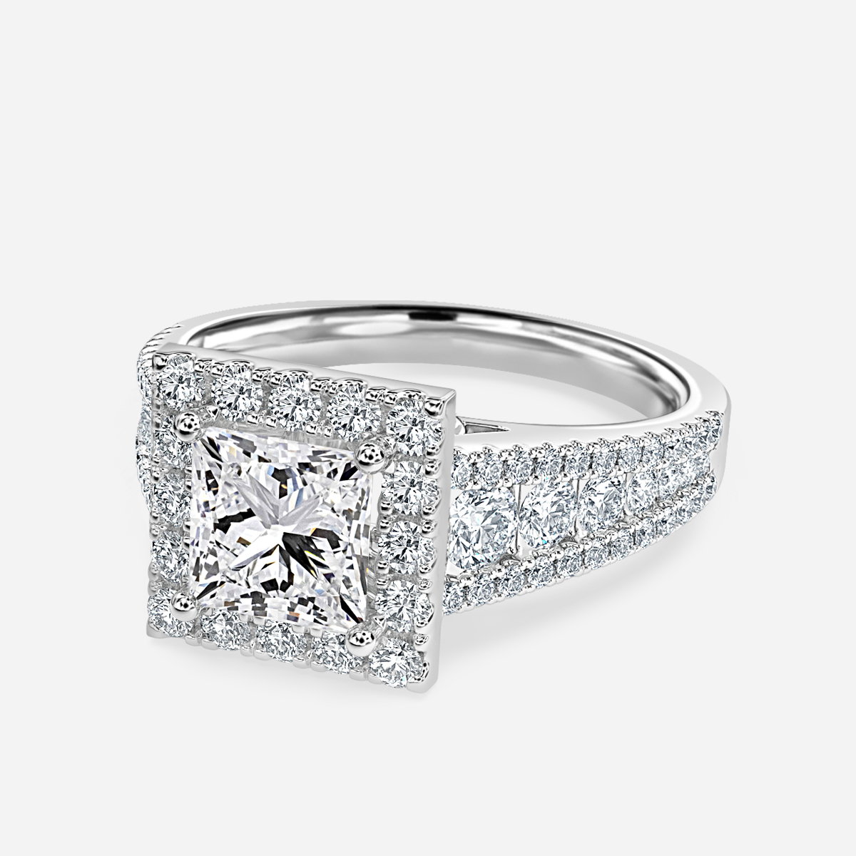 Princess Halo Engagement Ring
