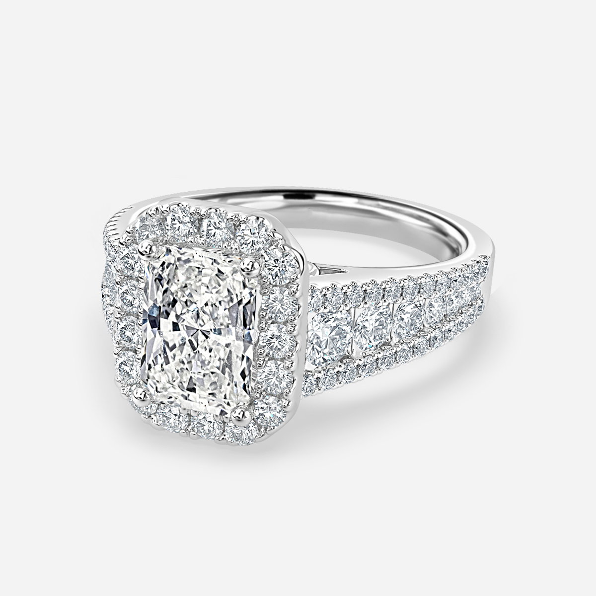 Radiant Halo Engagement Ring