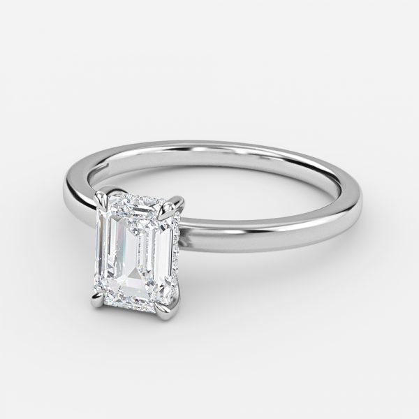 Emerald Hidden Halo Engagement Ring