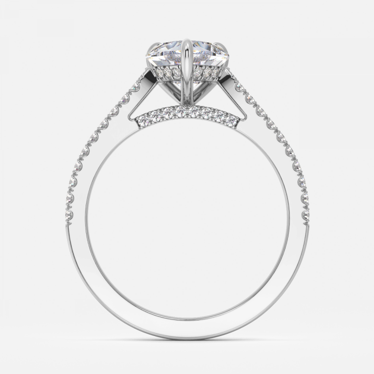 Heart Hidden Halo Engagement Ring