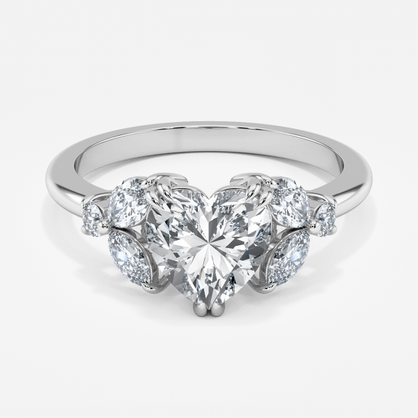 Heart Three Stone Engagement Ring