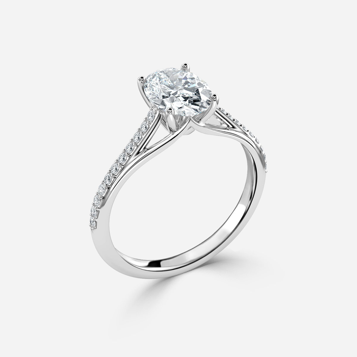 Oval Diamond Band Engagement Ring