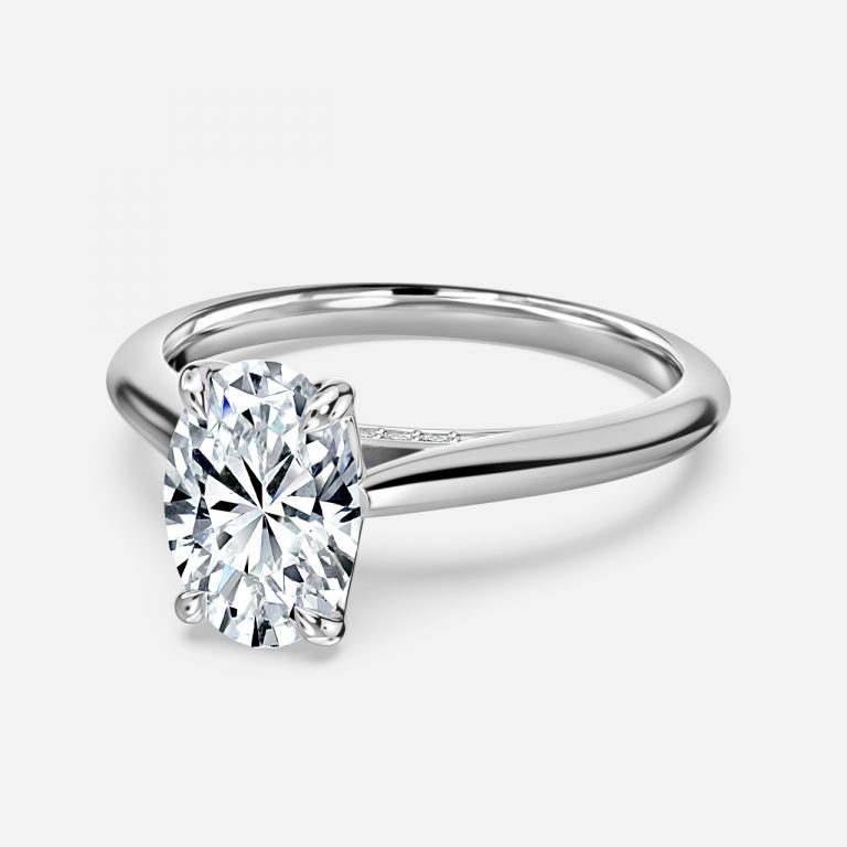 Oval Hidden Halo Engagement Ring