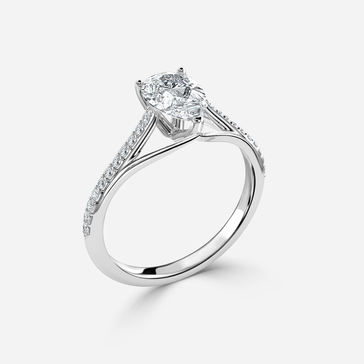 Pear Diamond Band Engagement Ring