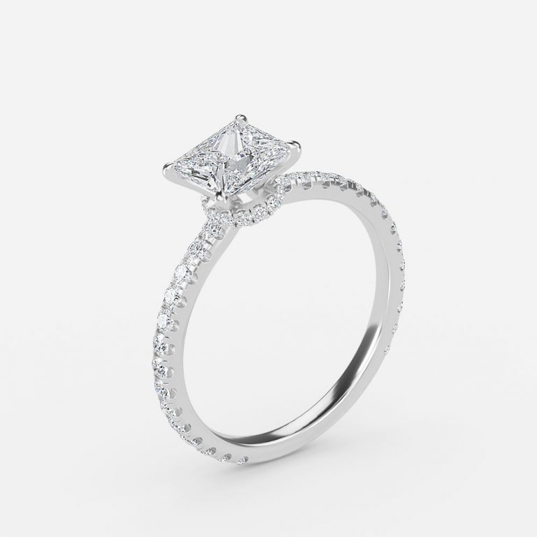 Princess Hidden Halo Engagement Ring