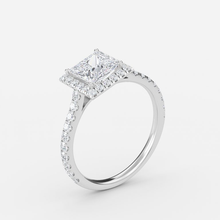 Princess Halo Engagement Ring
