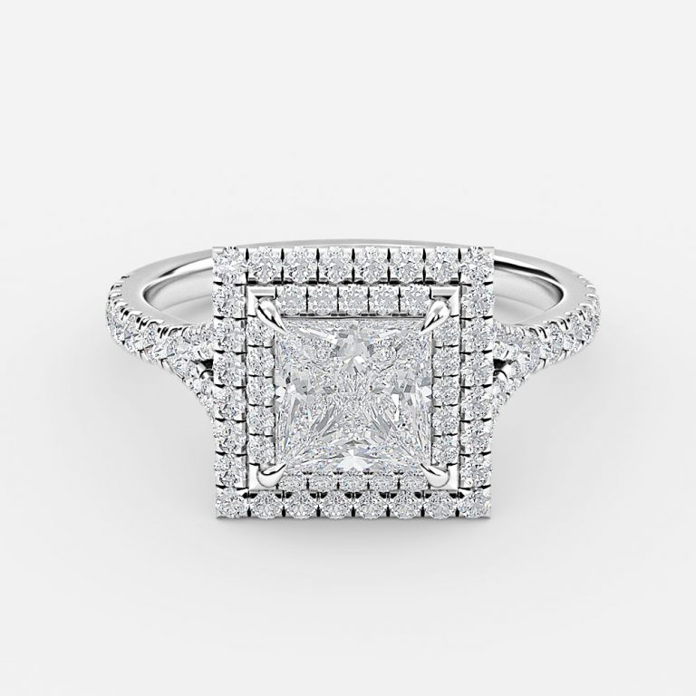 Princess Double Halo Engagement Ring