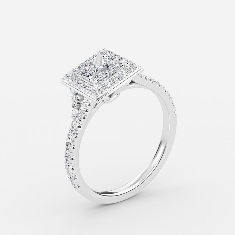 Princess Halo Engagement Ring