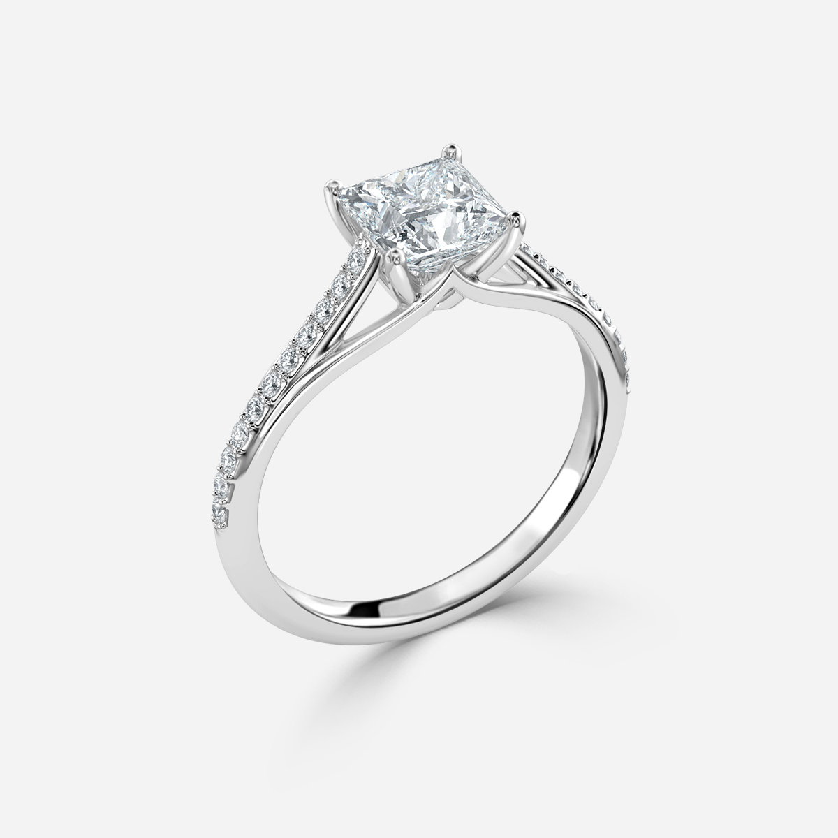 Princess Diamond Band Engagement Ring