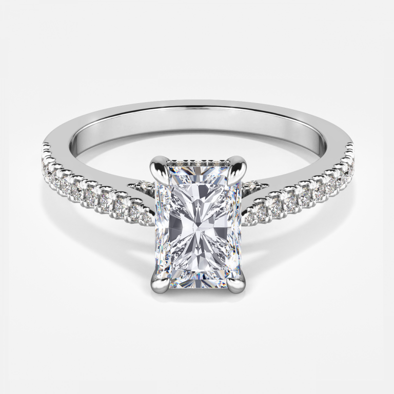 Radiant Hidden Halo Engagement Ring