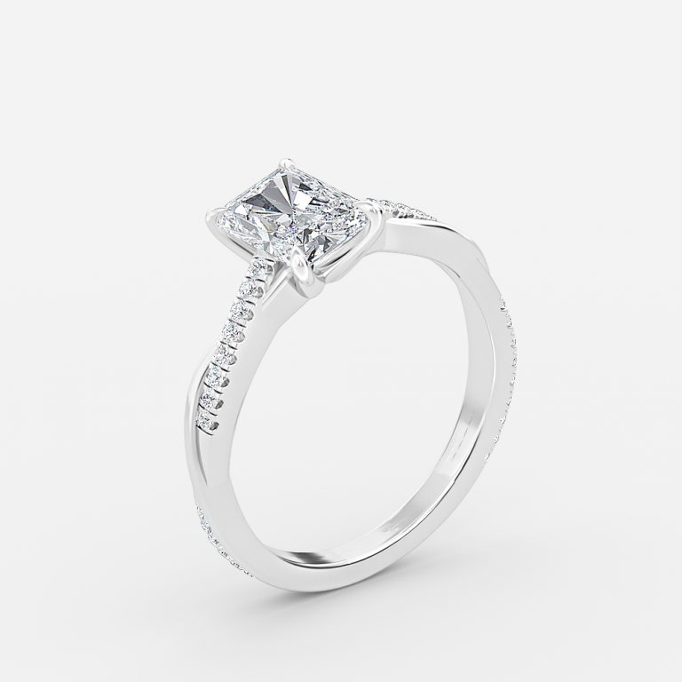 Radiant Diamond Band Engagement Ring