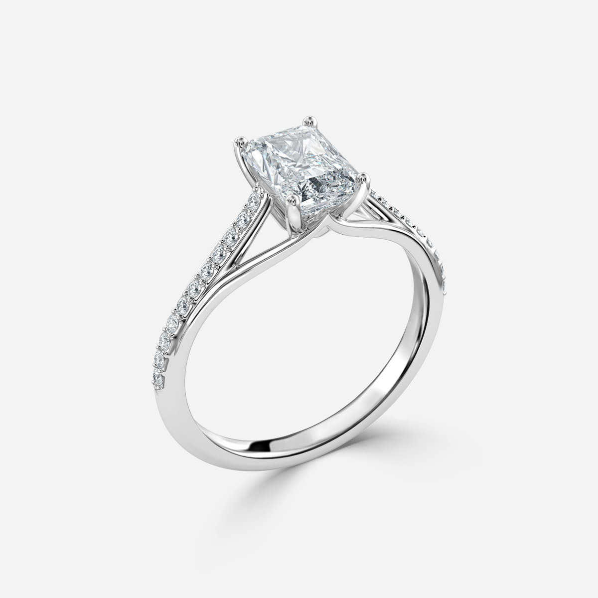 Radiant Diamond Band Engagement Ring