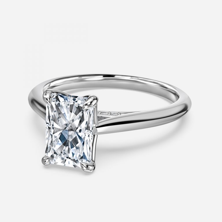 Radiant Hidden Halo Engagement Ring