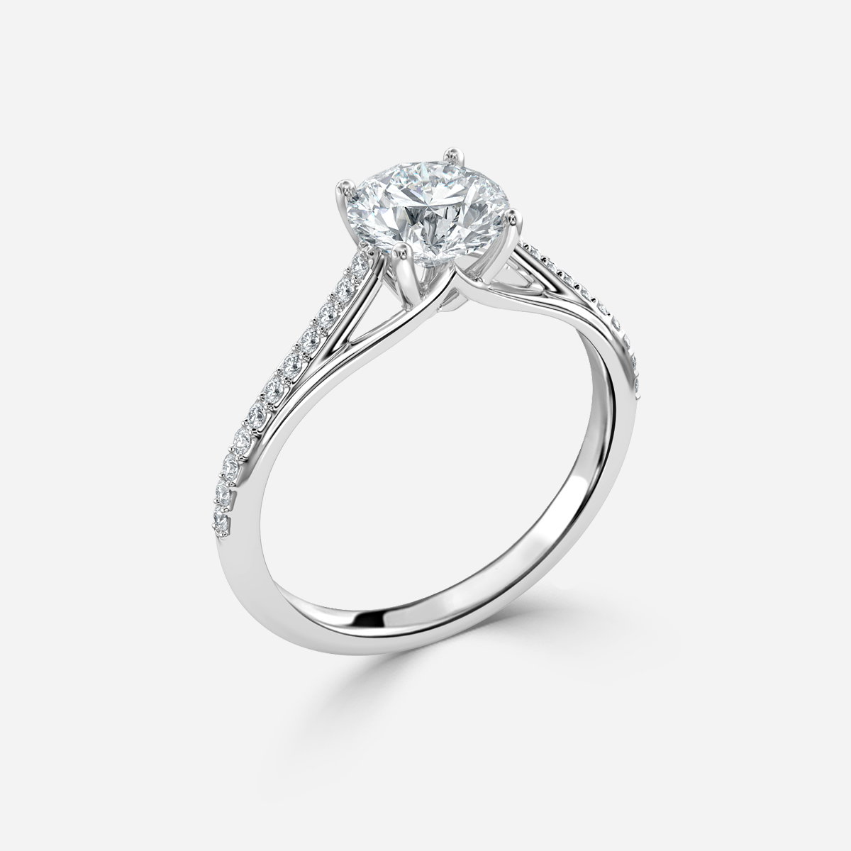 Round Diamond Band Engagement Ring
