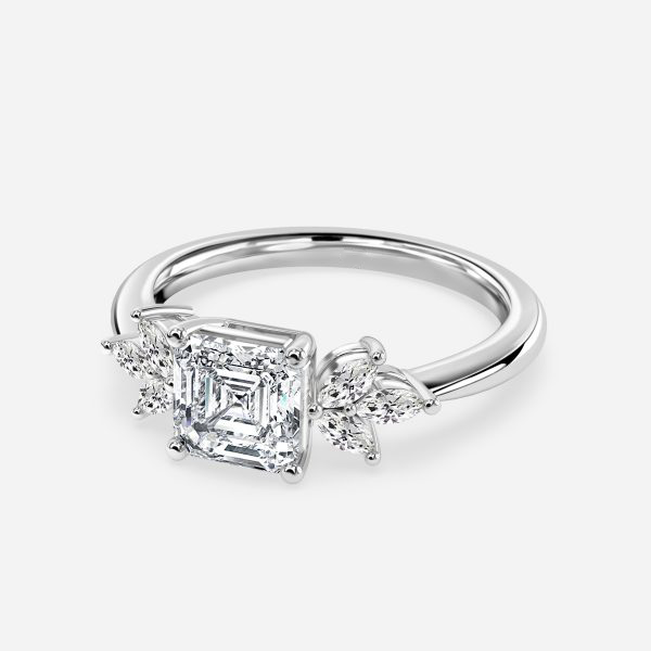 Asscher Cluster Engagement Ring