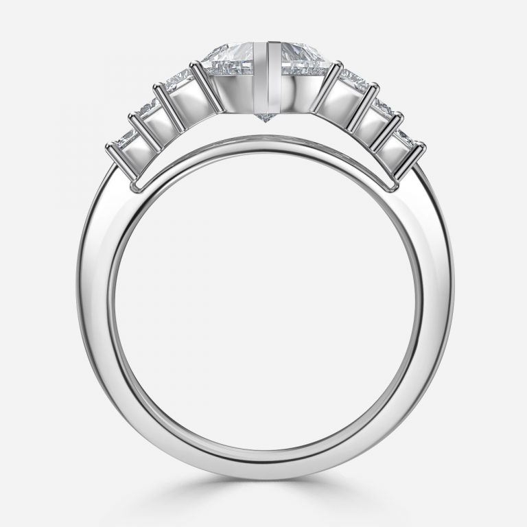 Heart Three Stone Engagement Ring