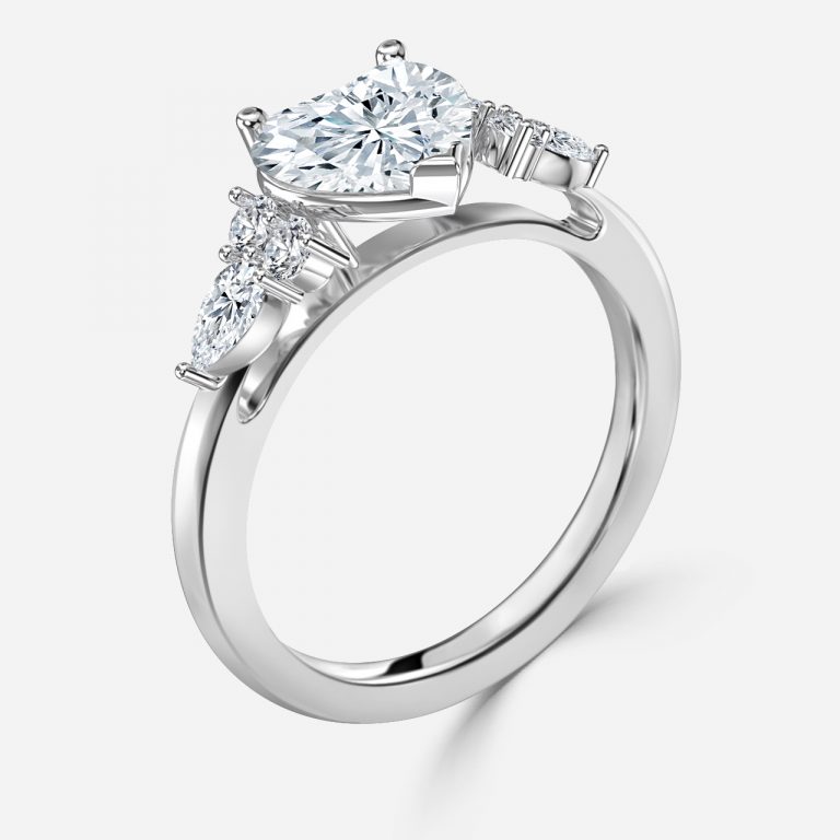Heart Three Stone Engagement Ring