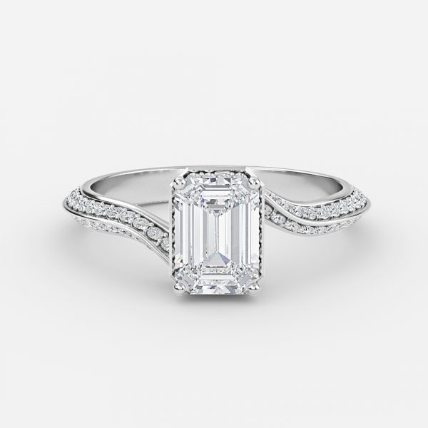 Emerald Hidden Halo Engagement Ring