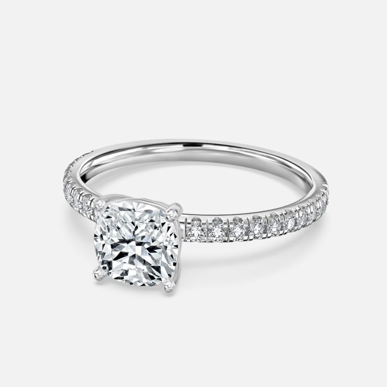 De La Luna Cushion Diamond Band Engagement Ring