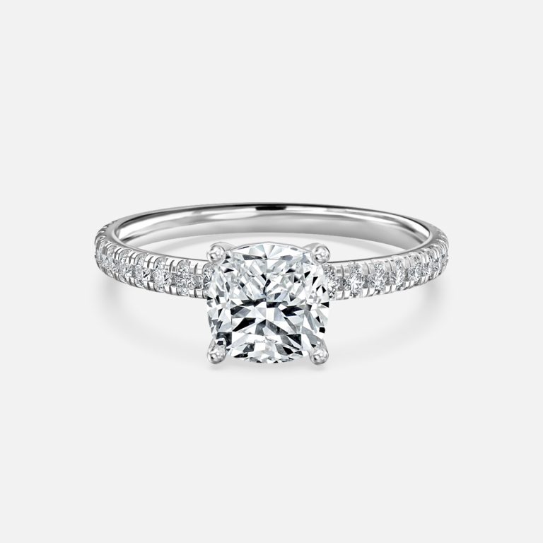 De La Luna Cushion Diamond Band Engagement Ring