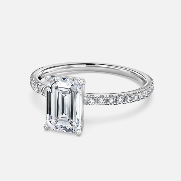 De La Luna Emerald Diamond Band Engagement Ring