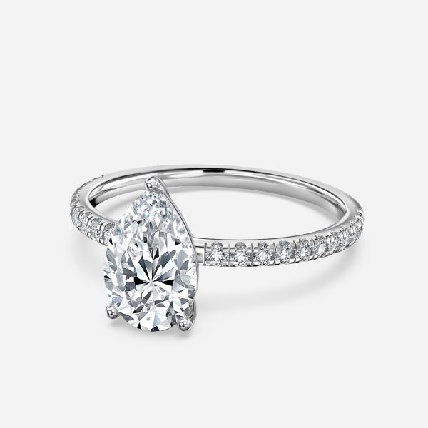 De La Luna Pear Diamond Band Engagement Ring