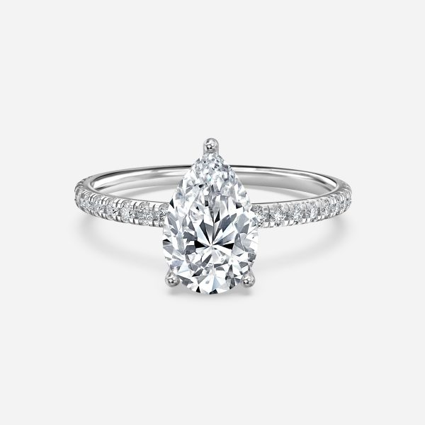 De La Luna Pear Diamond Band Engagement Ring
