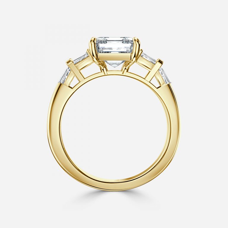 Asscher Three Stone Engagement Ring
