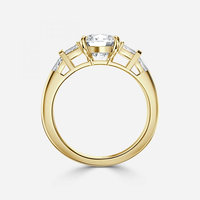 Cushion Three Stone Engagement Ring