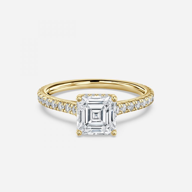 Asscher Hidden Halo Engagement Ring