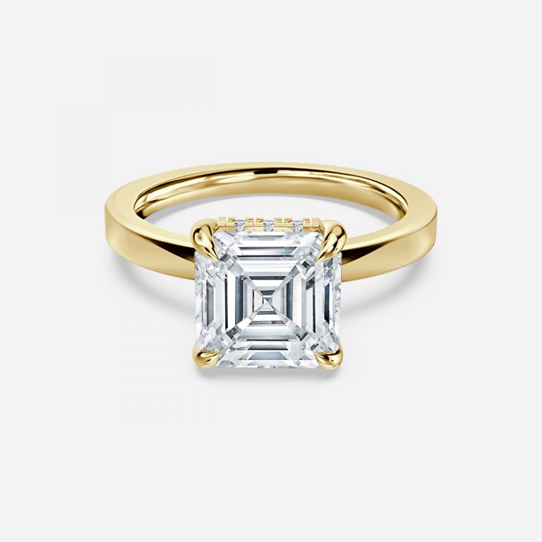 Asscher Hidden Halo Engagement Ring