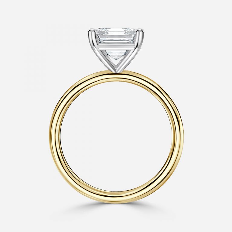 Asscher Two Tone Solitaire Engagement Ring