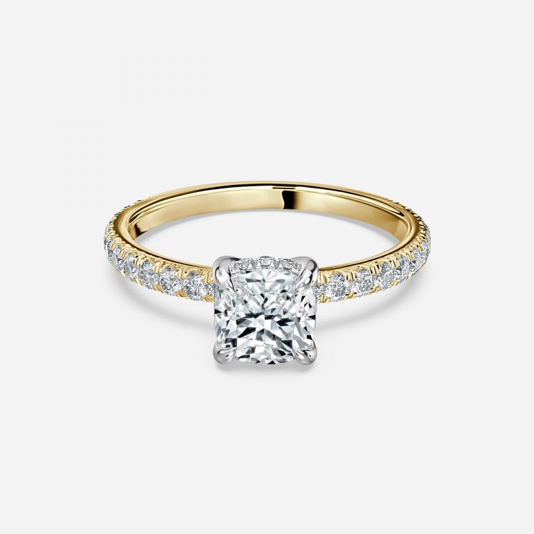 Cushion Hidden Halo Engagement Ring