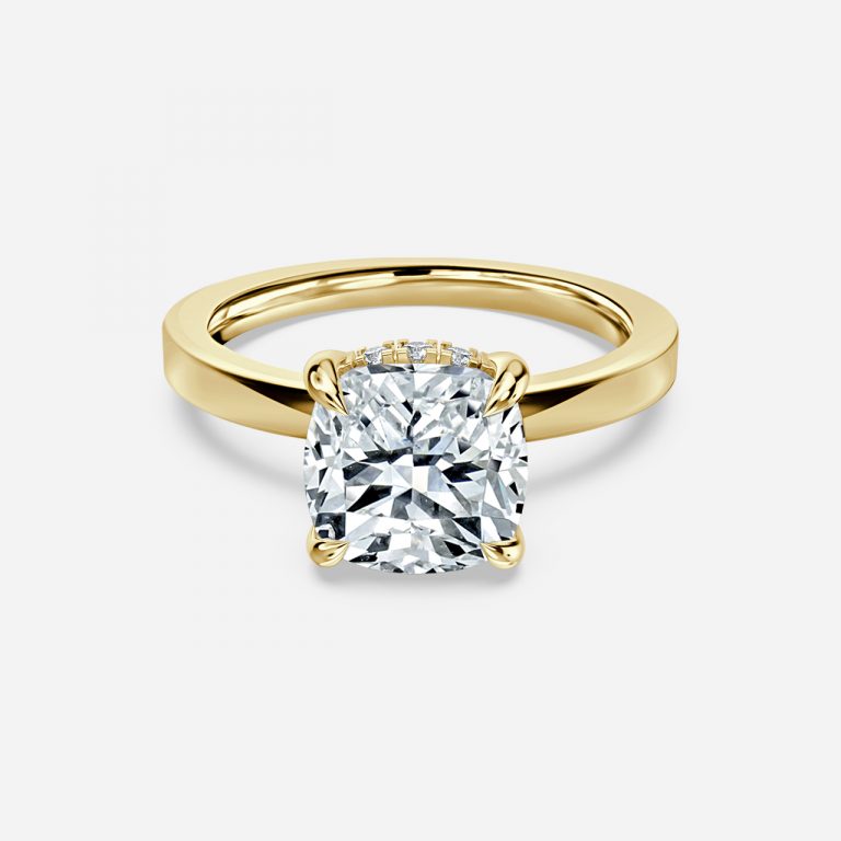 Cushion Hidden Halo Engagement Ring