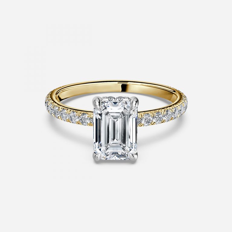 Emerald Hidden Halo Engagement Ring