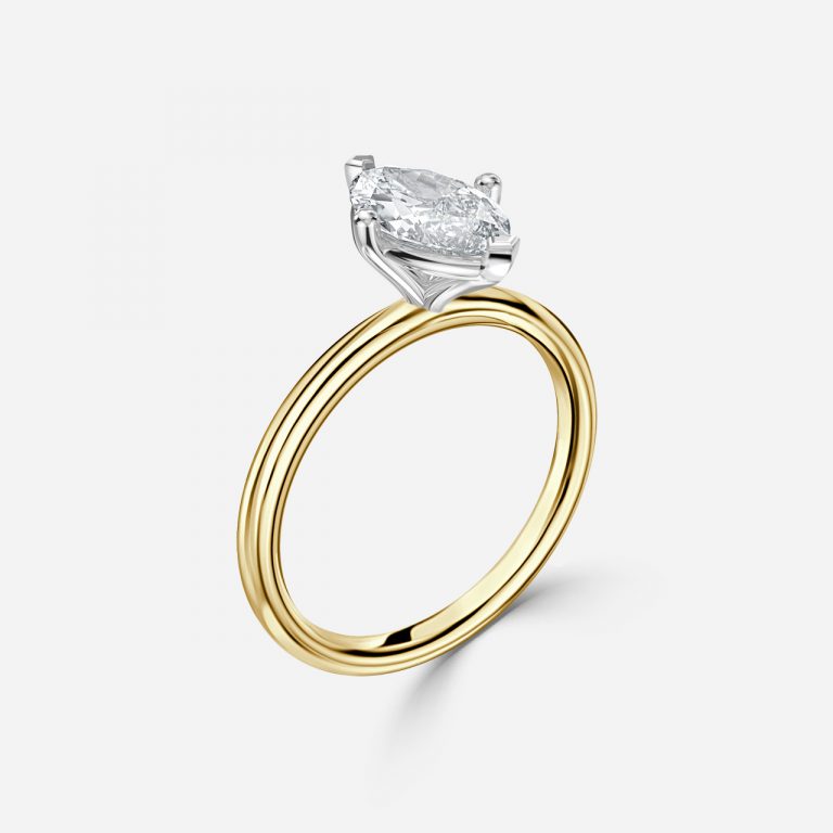 Marquise Two Tone Solitaire Engagement Ring