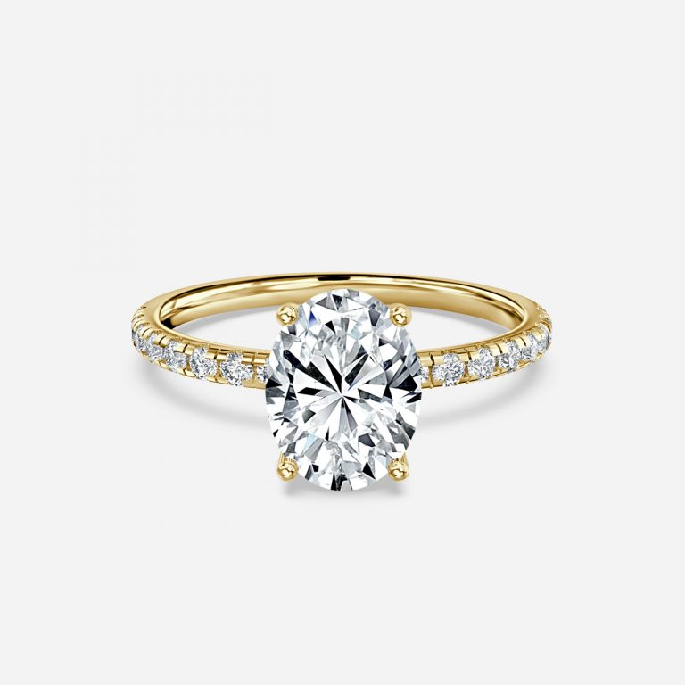 Oval Diamond Band Engagement Ring