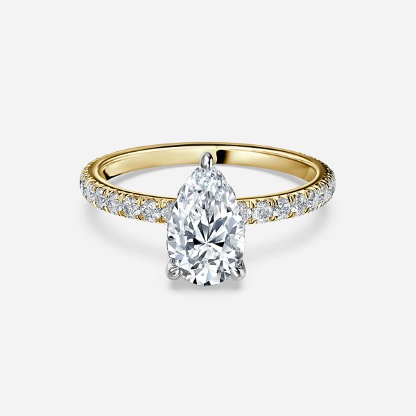 Pear Hidden Halo Engagement Ring