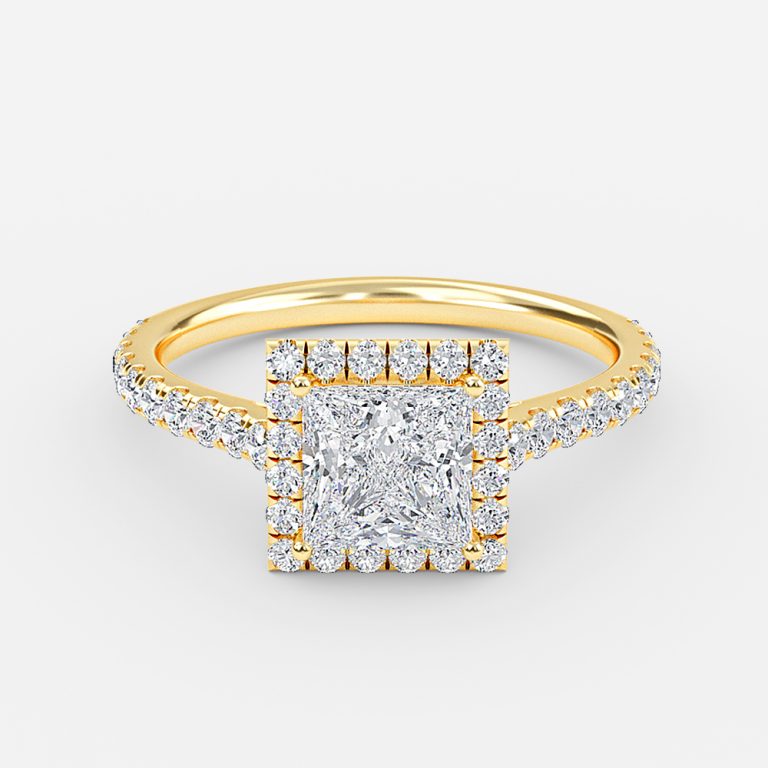 Princess Halo Engagement Ring