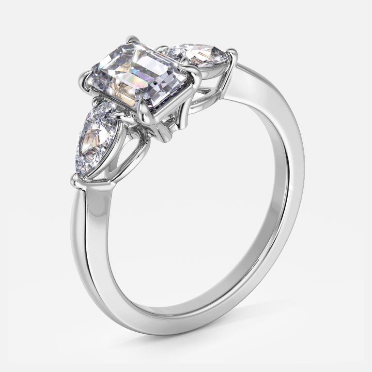 Emerald Three Stone Engagement Ring