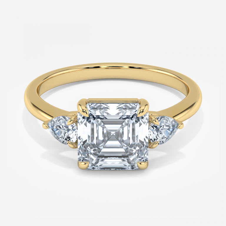 Asscher Three Stone Engagement Ring