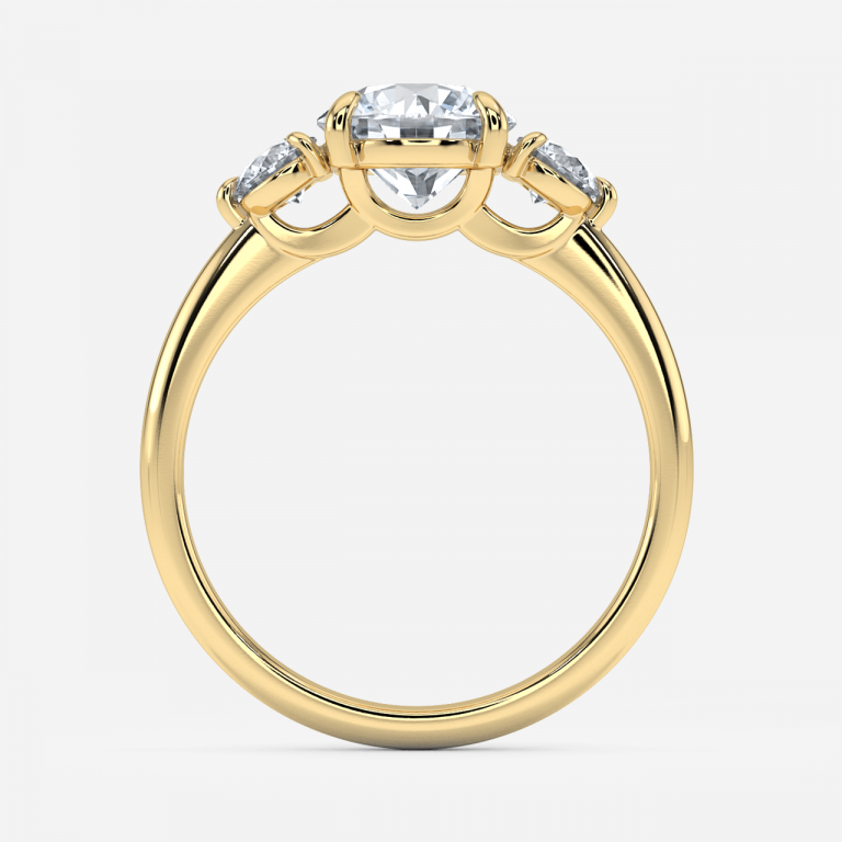 Round Three Stone Engagement Ring