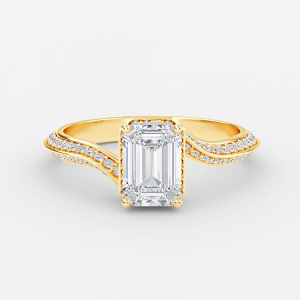 Emerald Hidden Halo Engagement Ring