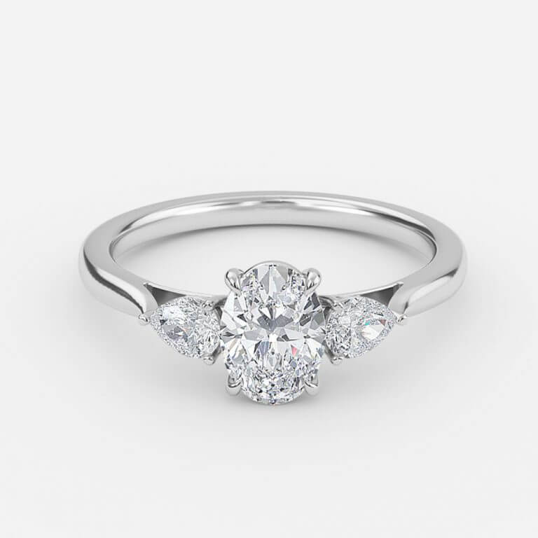 Oval Three Stone Engagement Ring
