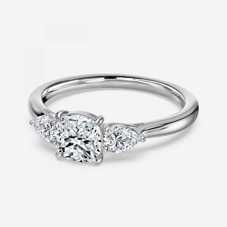 Cushion Three Stone Engagement Ring
